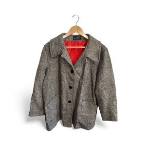 Lady Suzette Vintage Coat Women’s 1X Tweed Pockets Wool blend Elegant Chic Ivy